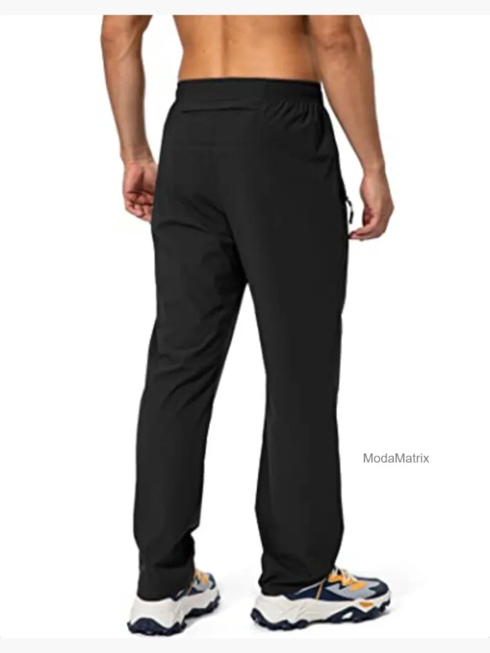 Men's Workout Athletic Pants Elastic Waist Jogging Running Pants with Zipper